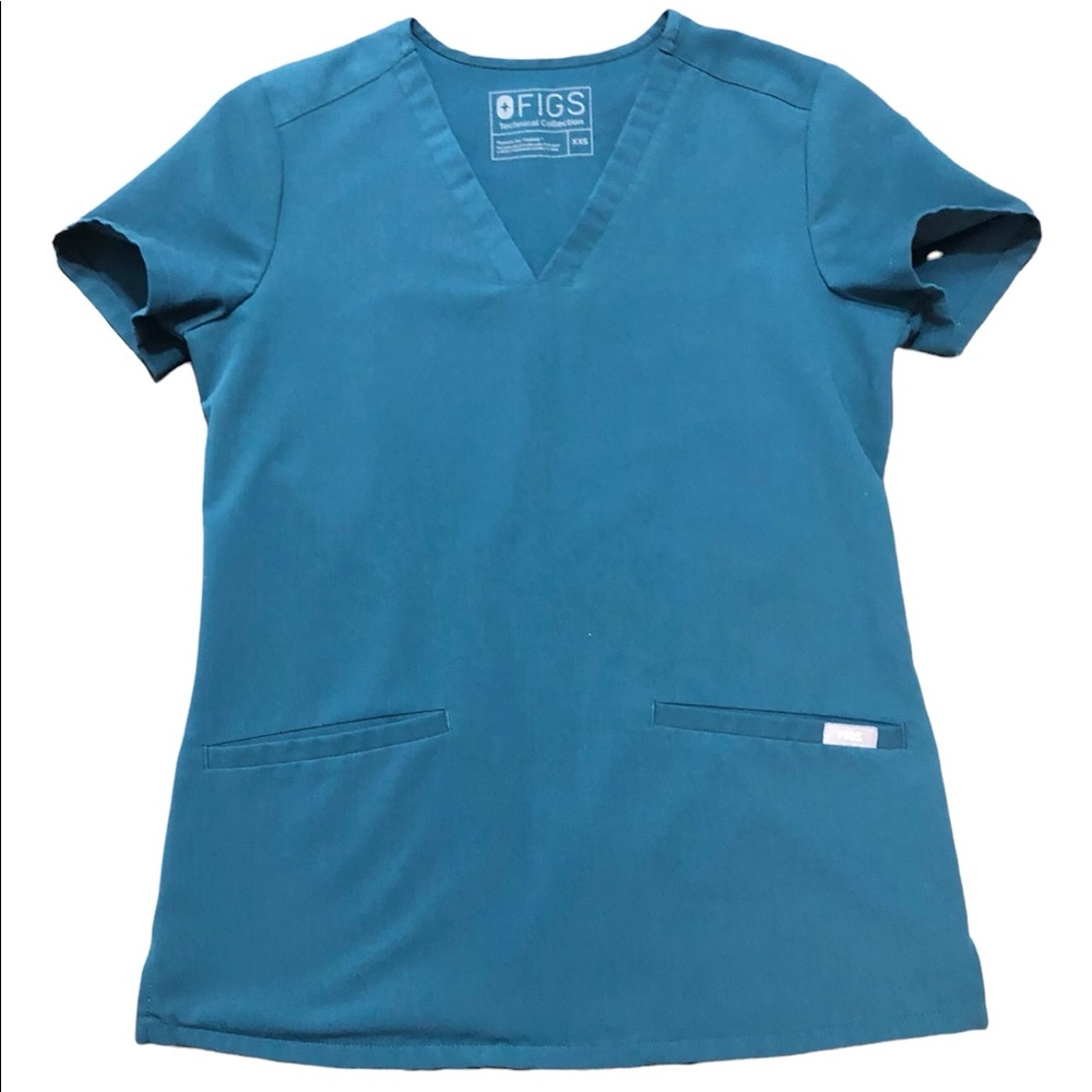 FIGS LIMITED EDITION- Casma 3 Pocket Scrub Top- CARIBBEAN BLUE